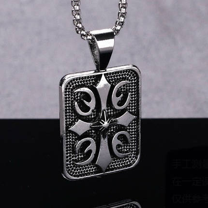 Ланцюг із кулоном прямокутний хрест сріблястого кольору Stainless Steel розмір 50х30 мм розмір ланцюга 70 см 3 мм, фото 2