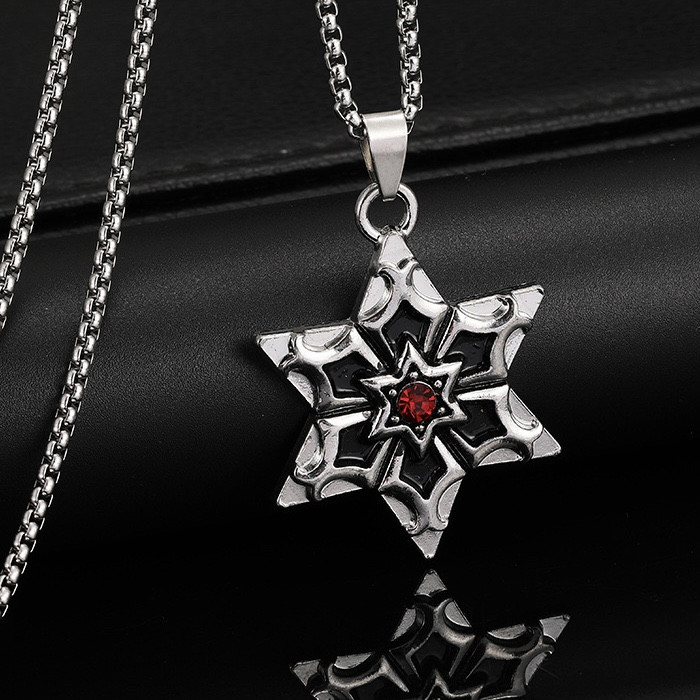 Ланцюг із кулоном зірка з кристалом сріблястого кольору Stainless Steel розмір 30х30 мм розмір ланцюга 70 см 3 мм