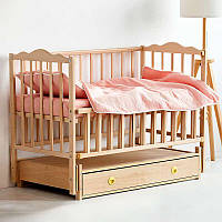 Гранітне дитяче ліжечко "Ангеліна" (1) із шарнірним підшипником, відкидною боковиною та шухлядою, бук натуральний