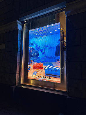 LED вітринний екран 2400×1600 мм P3 | Світлодіодний рекламний дисплей для вікон, фото 1