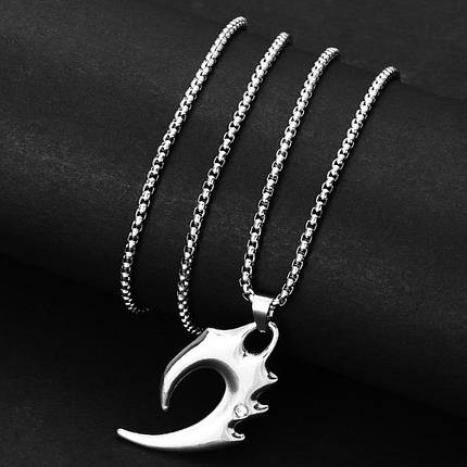 Ланцюг із кулоном фігура сріблястого кольору матеріал Stainless Steel розмір 45х25 мм розмір ланцюга 70 см 3 мм, фото 2