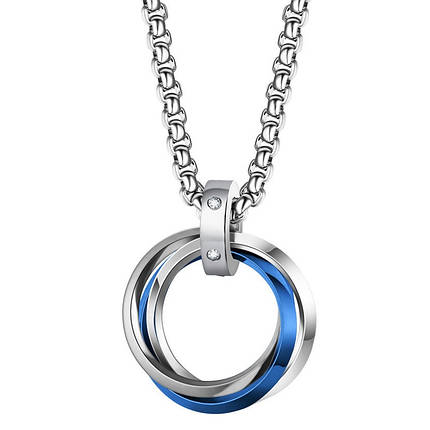 Ланцюг із кулоном сріблястого кольору Stainless Steel кільця застібка карабін розмір кулона 20х20 мм довжина 70 см, фото 1