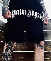 Літні чоловічі шорти Palm Angels Gothic Black Чорні Шорти Палм Енджел напис 100% бавовна з кишенями, фото 6
