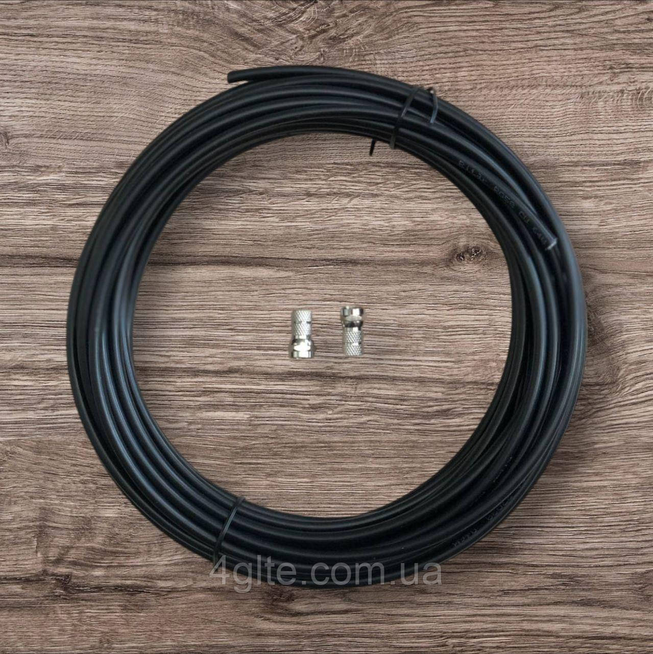 Кабель коаксіальний RG-58 (50 Ом) — 10 метрів + 2 роз'єми типу F, фото 1