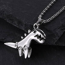 Ланцюг із кулоном сріблястого кольору Stainless Steel динозавр застібка карабін розмір кулона 50х45 мм довжина 70 см, фото 4