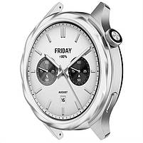 Безель металевий для смарт годинника Xiaomi Watch S3/S4 Rotation Silver + захисне скло, фото 4