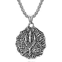 Ланцюг із кулоном морський тризуб сріблястого кольору Stainless Steel розмір 45х40 мм розмір ланцюга 70 см 3 мм, фото 4