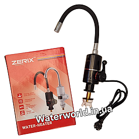 Проточний водонагрівач із гнучким виливом TM.ZERIX ELW 06EF Black 3 кВт з дисплеєм індикатора температури