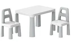 💝Дитячий столик з двома стільцями пластиковий Технок 0150 Білий з Сірим