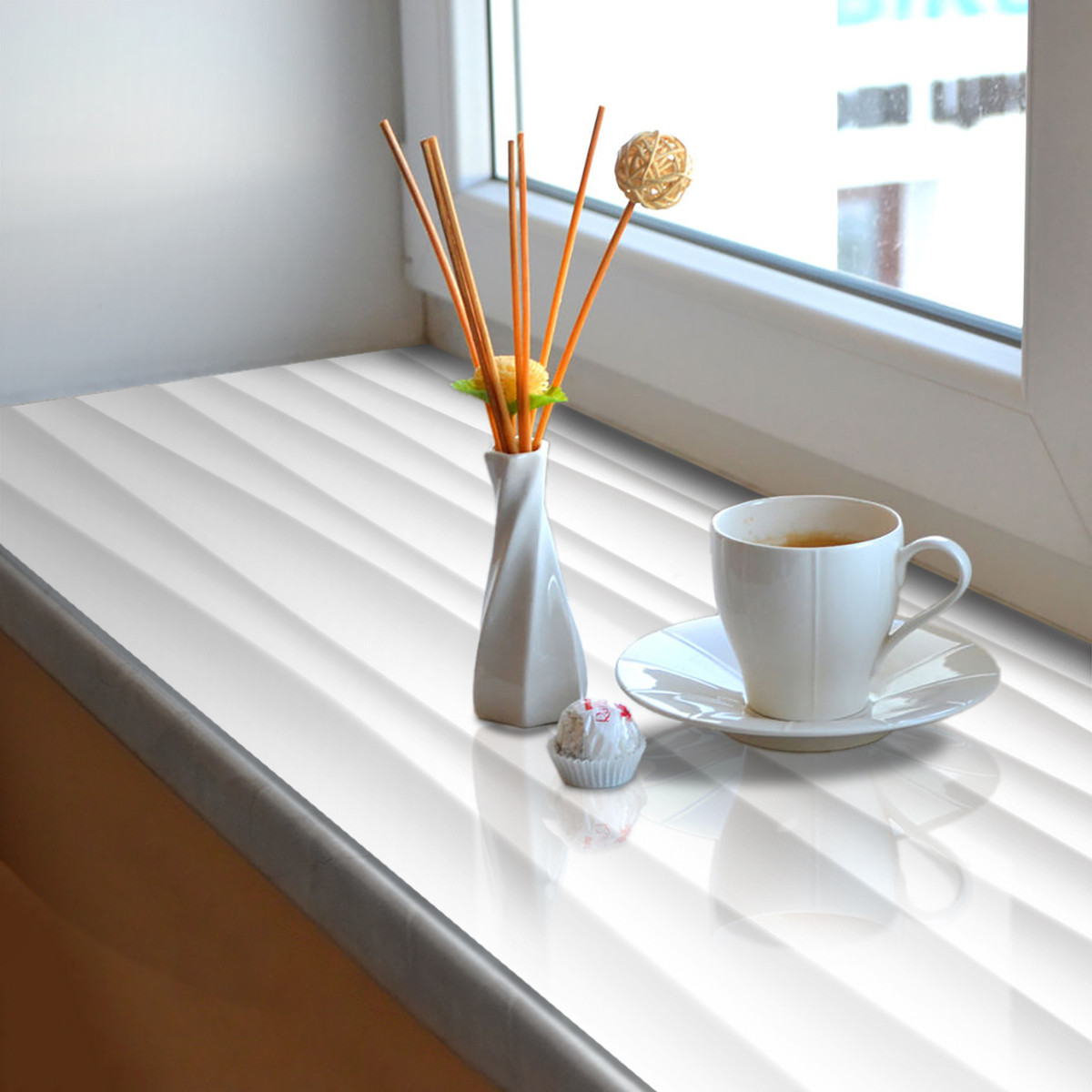 Покриття для підвіконня, м'яке скло з фотодруком хвилі під гіпс, 35 х 100 см