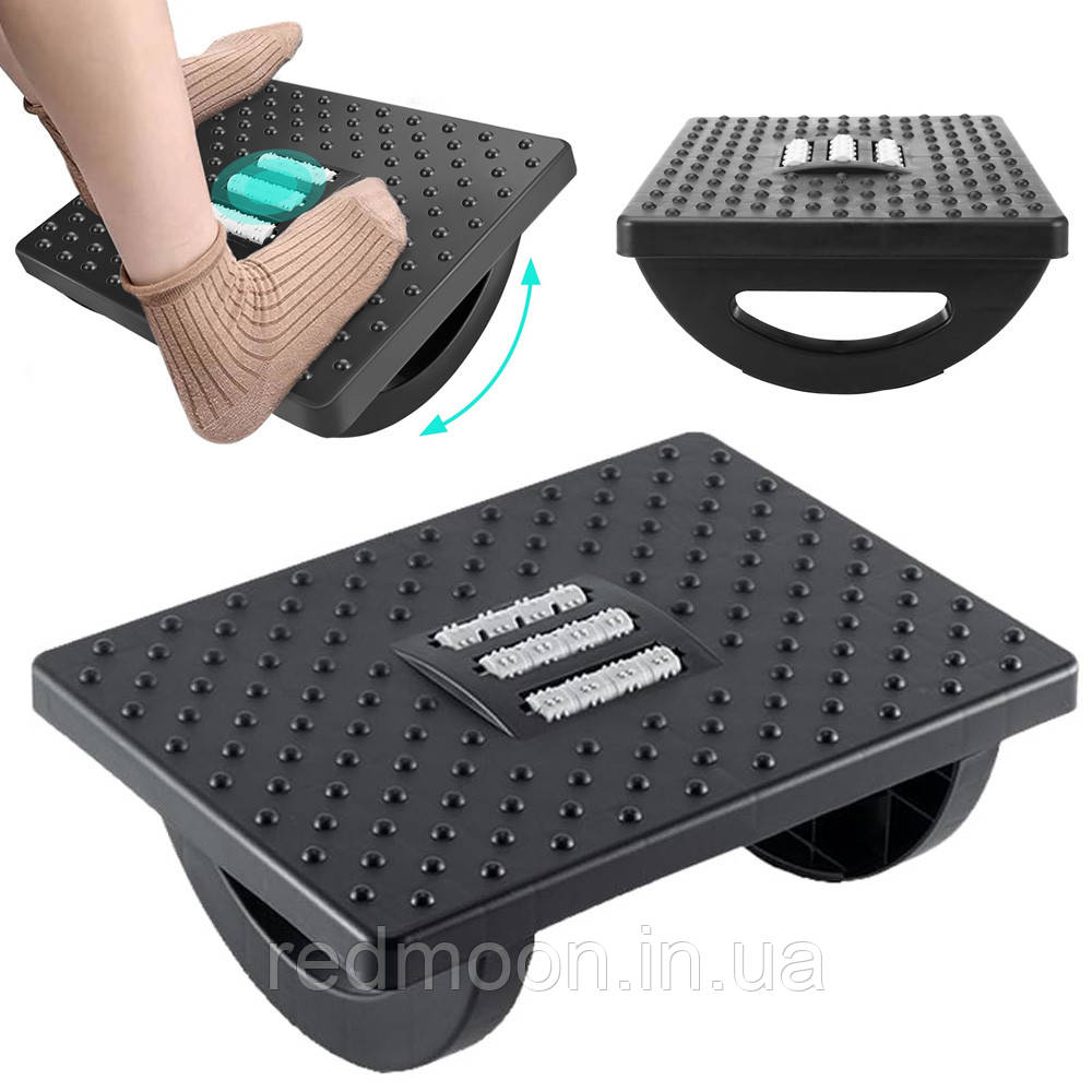 Підставка для ніг з масажними роликами (34х25х13см), GT-777 / Масажна підставка-гойдалка для ніг, фото 1