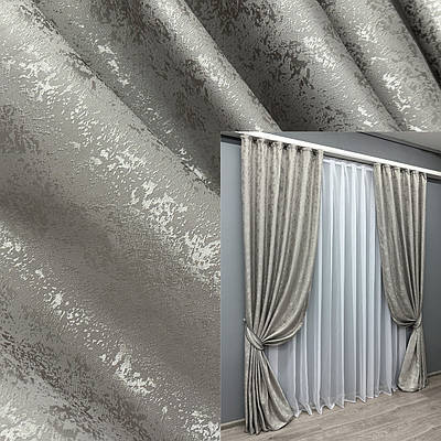 Комплект штор (2шт. 1,5х2,9м.) жакард, колекція "Мармур Al1". Колір світло-сірий. Код 443ш 30-183