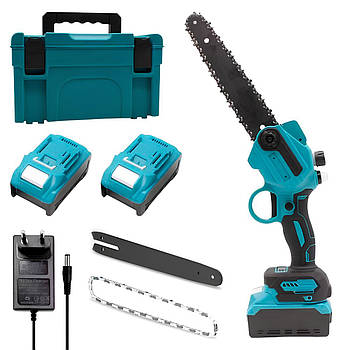 Акумуляторна міні пила безщіткова 8" + 2 АКБ 48V 4Ah, в кейсі / Портативна ланцюгова пила / Міні пила ланцюгова