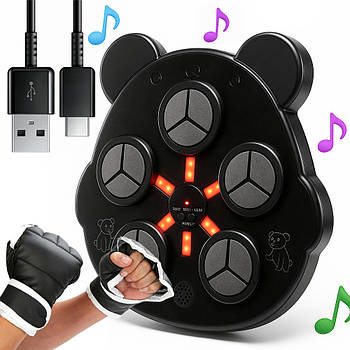 Настінний боксерський тренажер з Bluetooth + рукавички, 32х27см / Музичний тренажер мішень для боксу