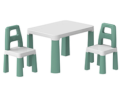 💝Дитячий столик з двома стільцями пластиковий Технок 0440 Білий/Зелений