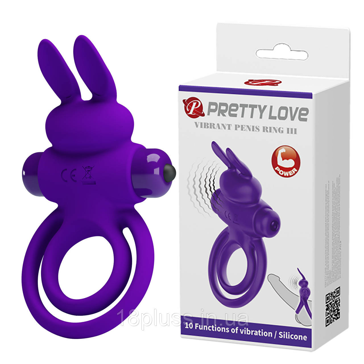 Ерекційне кільце з 10 режимами вібрації Pretty Love Vibrant Penis Ring III Purple — вібрації для двох, фото 1