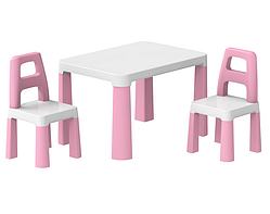 💝Дитячий столик з двома стільцями пластиковий Технок 0457 Білий/Рожевий