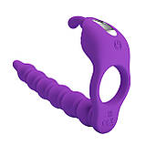 Вібраційне ерекційне кільце з стимулатором та функцією пам’яті Pretty Love Blackney Vibrating Enhacer Purple, фото 4