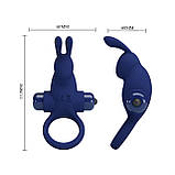 Ерекційне кільце з 10 режимами вібрації Pretty Love Vibrant Penis Ring I Blue — вібрації для двох, фото 9