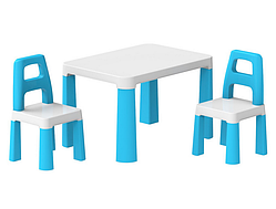 💝Дитячий столик з двома стільцями пластиковий Технок 0471 Білий/Блакитний