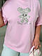 Базова літня модна жіноча бавовняна футболка з вишивкою Ведмедик кулір вільна оверсайз великі розміри, фото 4