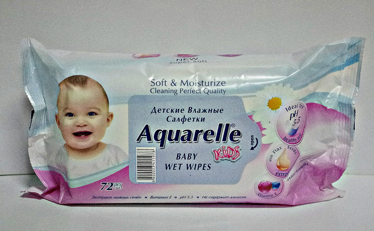 Дитячі вологі серветки Aqr kids 72шт 