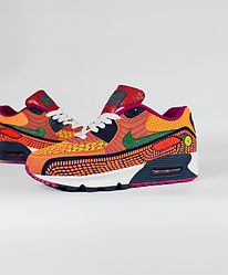 Чоловічі кросівки Nike Air Max 90 Dia De Los Muertos Найк Аір Макс 90 на літо помаранчеві яскраві