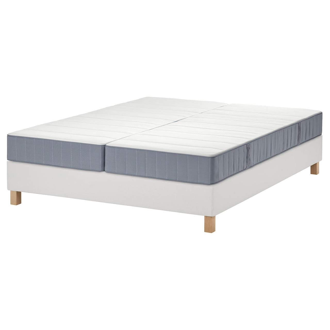 LYNGÖR Ліжко Continental, фірма Vesteröy/середня жорсткість/блакитний білий, 180x200 см IKEA 895.534.41