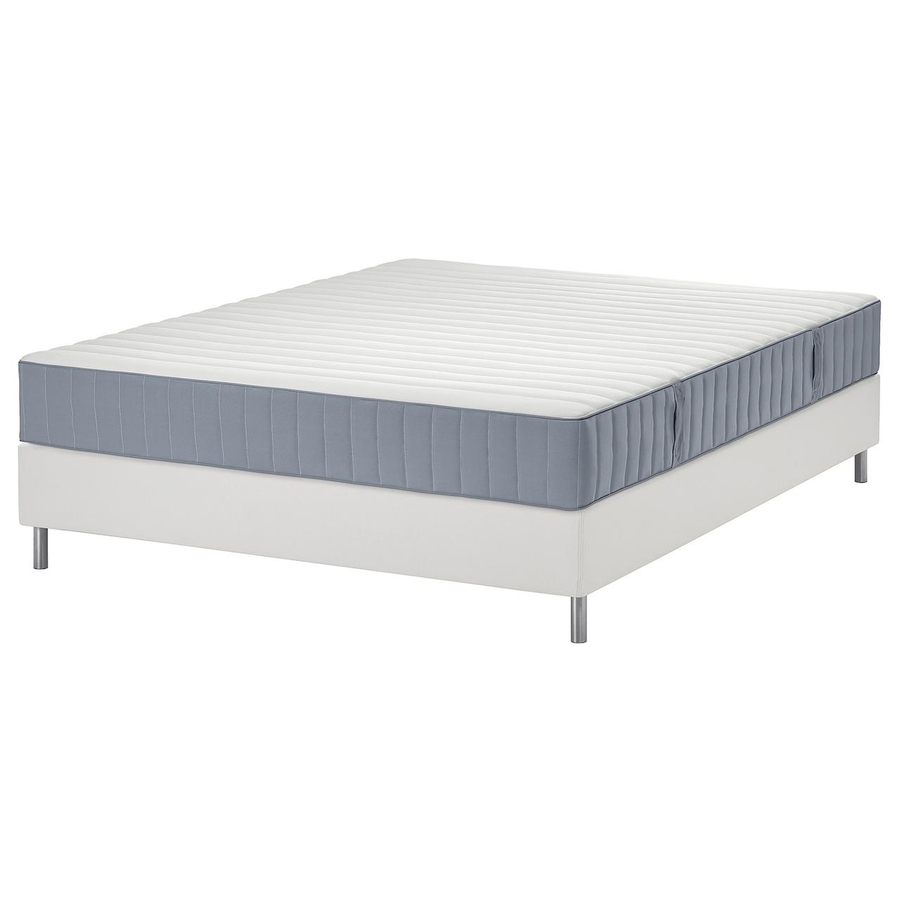 LYNGÖR Ліжко Continental, Valevåg середньої жорсткості/блакитний білий, 140x200 см IKEA 795.519.04