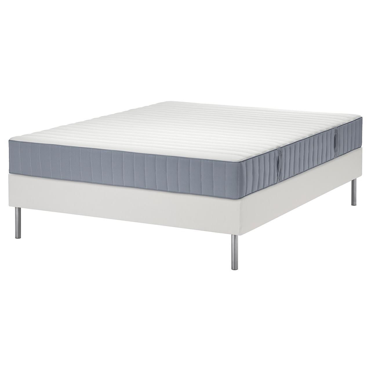 LYNGÖR Ліжко Continental, Valevåg середньої жорсткості/блакитний білий, 160x200 см IKEA 495.523.54