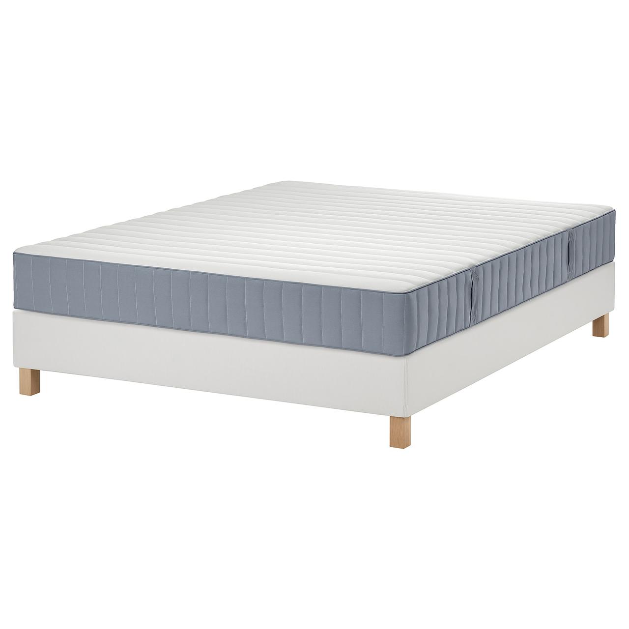 LYNGÖR Ліжко Continental, Valevåg середньої жорсткості/блакитний білий, 160x200 см IKEA 495.523.68