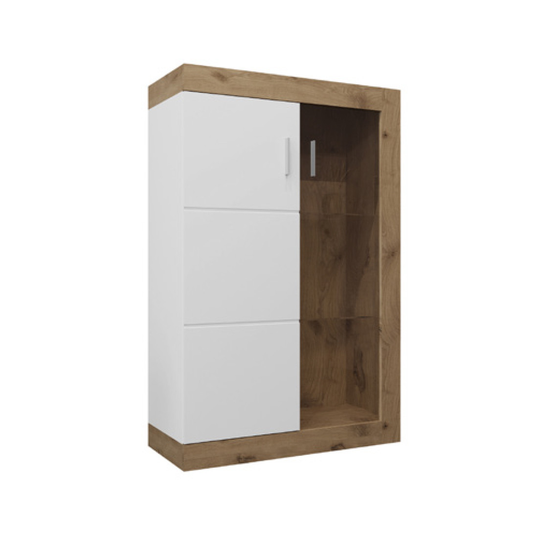 Стильна скляна вузька пенал вітрина низька біла 80 см для посуду і книг у вітальню зал Палермо Сокме, фото 1