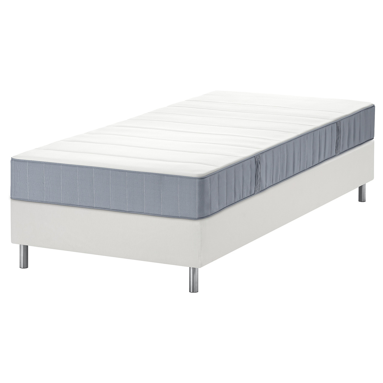 LYNGÖR Ліжко Continental, Vesteröy середньої жорсткості/блакитний білий, 90x200 см IKEA 295.532.84