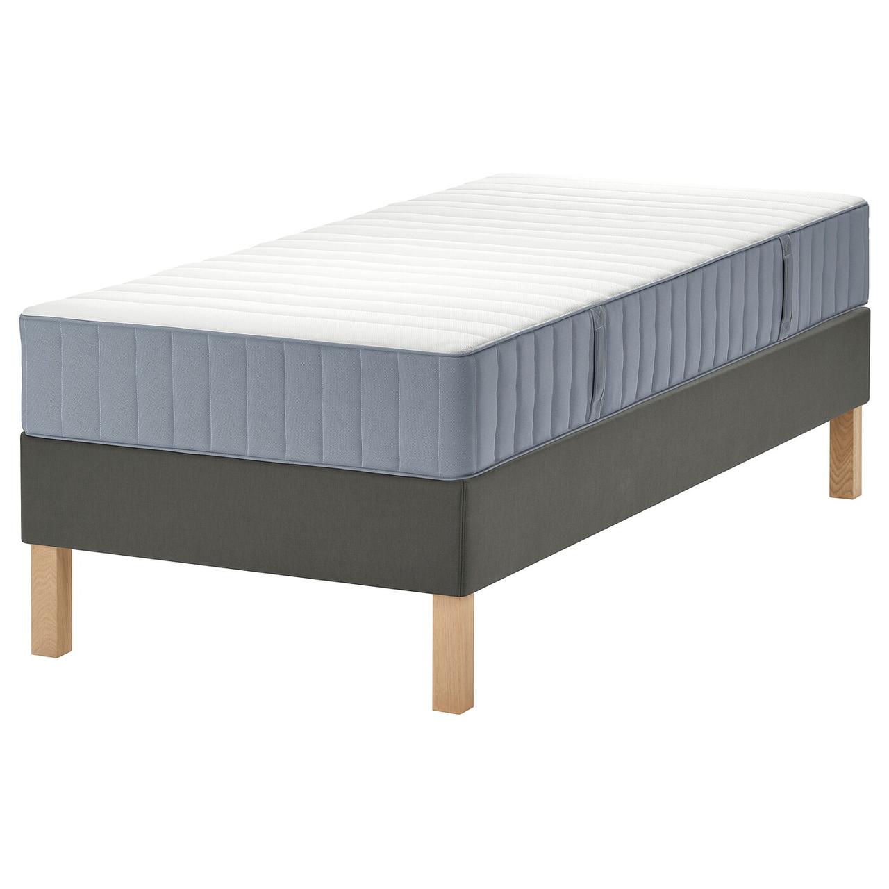 LYNGÖR Ліжко Continental, фірма Valevåg/світло-блакитний темно-сірий, 90x200 см IKEA 895.518.28