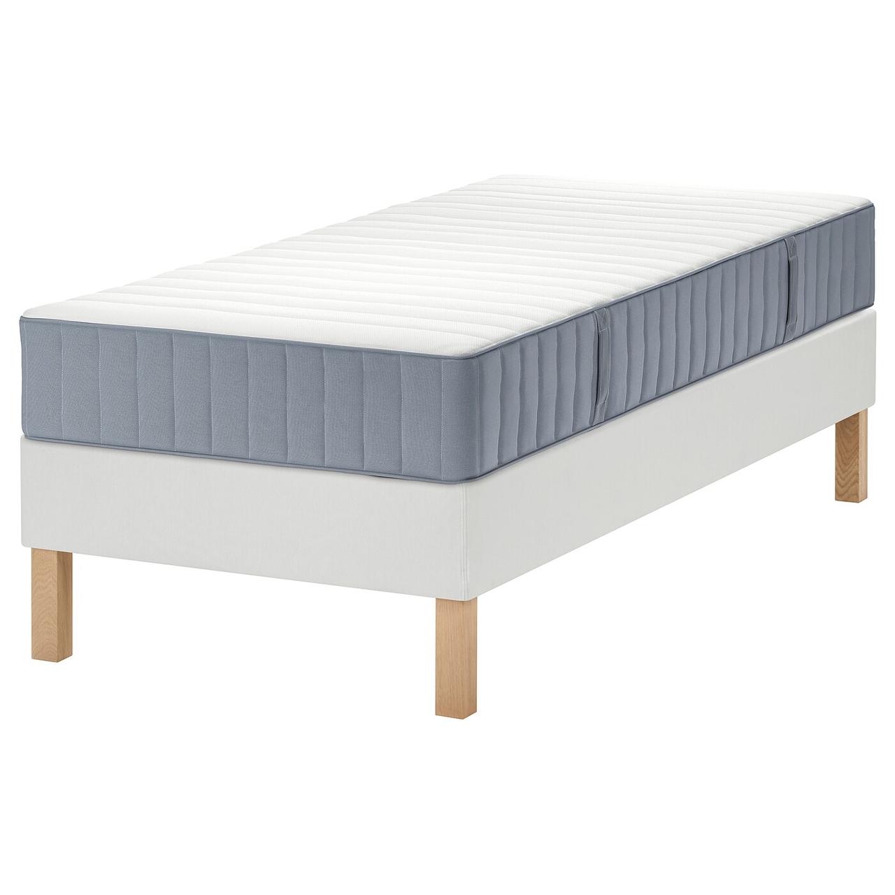 LYNGÖR Ліжко Continental, Valevåg середньої жорсткості/блакитний білий, 90x200 см IKEA 395.520.24