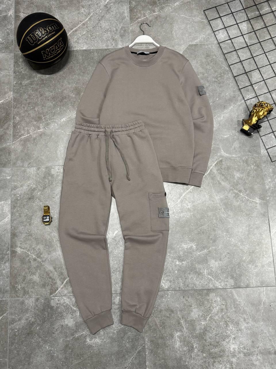 Костюм спортивний чоловічий сірий демісезонний з патчем Stone Island (Стон Ісланд), фото 1