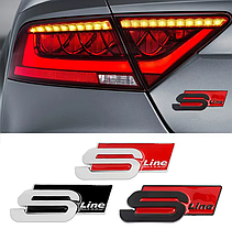 Емблема, значок, наклейка AUDI S-line (Ауді) Чорно червона, фото 5