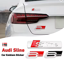 Емблема, значок, наклейка AUDI S-line (Ауді) Чорно червона, фото 6