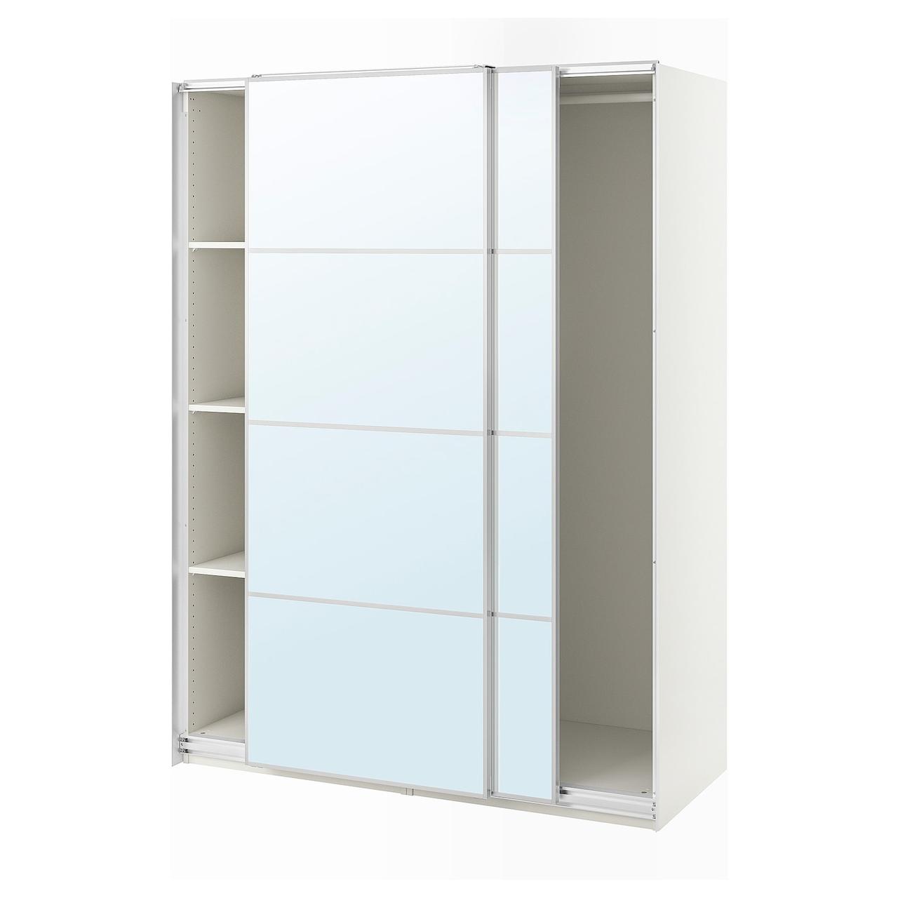 PAX/AULI Шафа з розсувними дверима, білий/дзеркало, 150x66x201 см IKEA 395.613.06
