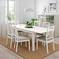 LANEBERG/EKEDALEN Стіл і 4 стільці, білий/білий світло-сірий, 130/190x80 см IKEA 893.047.91, фото 4