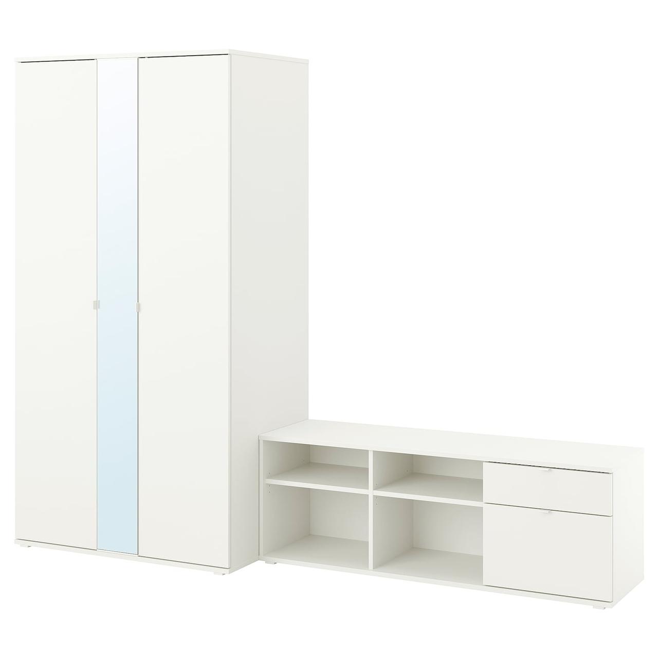 VIHALS Комбінація шафа/лава, білий, 251x57x200 см IKEA 194.421.97