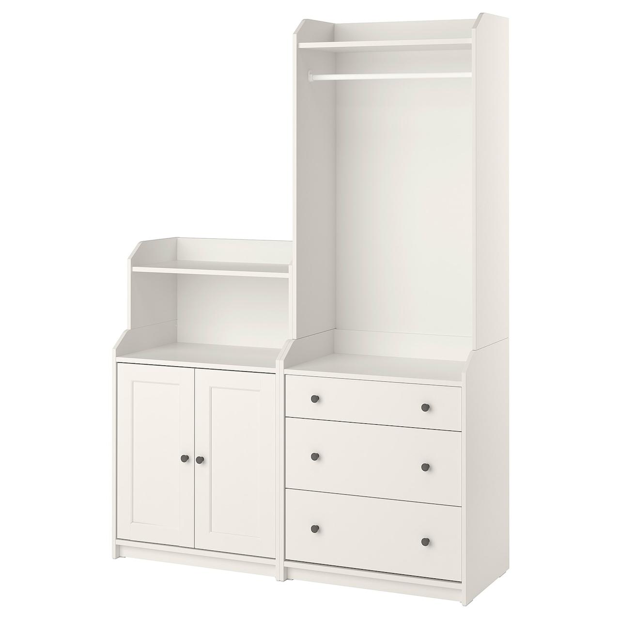 HAUGA Книжкова шафа, білий, 139x46x199 см IKEA 493.886.36