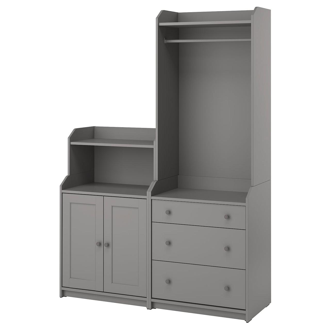 HAUGA Книжкова шафа, сірий, 139x46x199 см IKEA 693.886.35