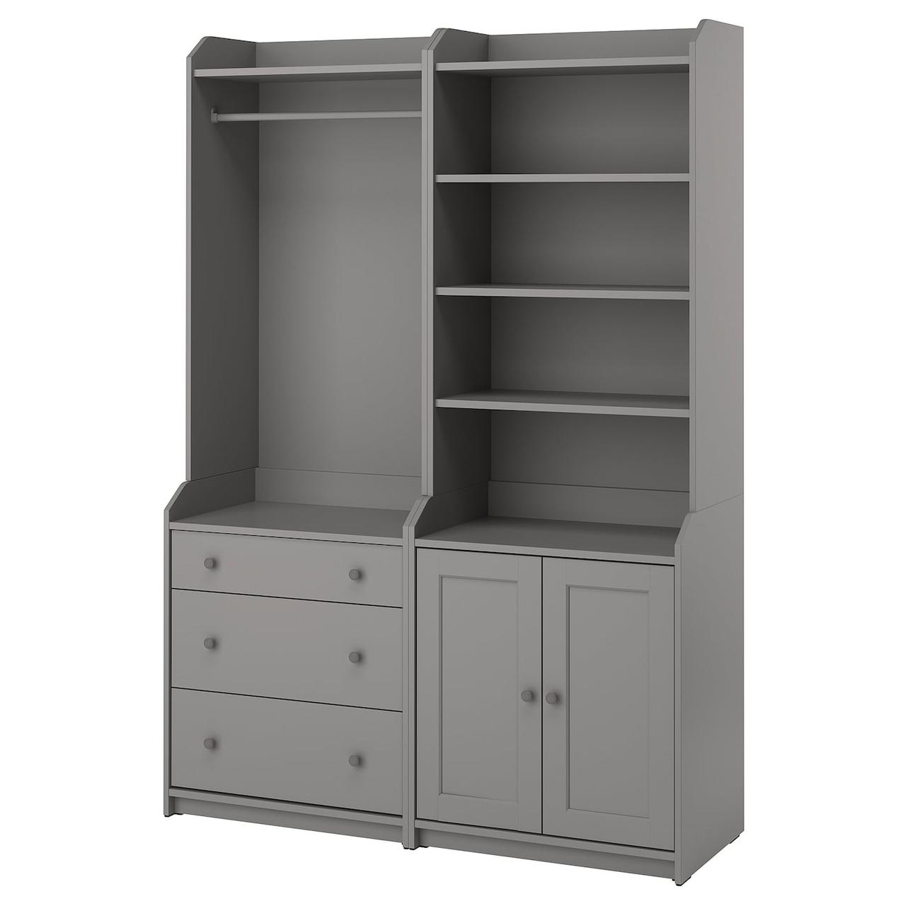 HAUGA Книжкова шафа, сірий, 139x46x199 см IKEA 293.886.37