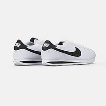 Чоловічі кросівки Nike Cortez White Black Leather Кеди Найк Кортез білі з чорним шкіра демісезон, фото 6