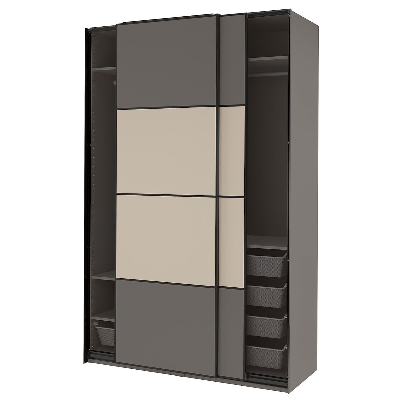 PAX/MEHAMN Шафа, 2 сторони темно-сірий/сіро-бежевий, 150x66x236 см IKEA 094.331.98