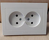 Розетка електрична подвійна біла GRANO OVIVO прихованого монтажу врізна без заземлення, фото 4
