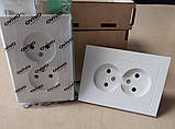 Розетка електрична подвійна біла GRANO OVIVO прихованого монтажу врізна без заземлення, фото 10