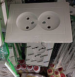 Розетка електрична подвійна біла GRANO OVIVO прихованого монтажу врізна без заземлення, фото 9