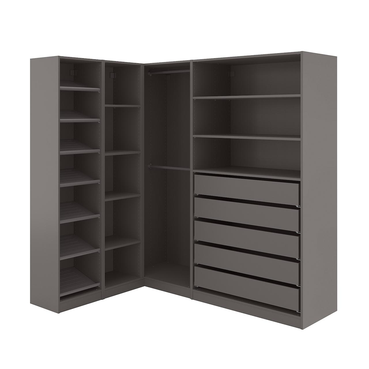 PAX Шафа кутова темно-сіра 160/188х201 см IKEA 494.320.74